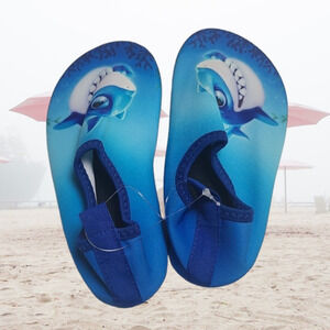 Bigib size 11 Little Kid's Blue Shark Non-Slip Swim Water Shoes ~ NEW